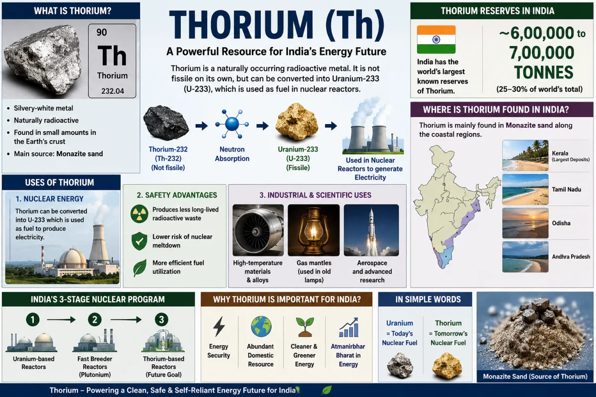 What is Thorium? Uses, Reserves in India, Locations & Future of Nuclear Energy