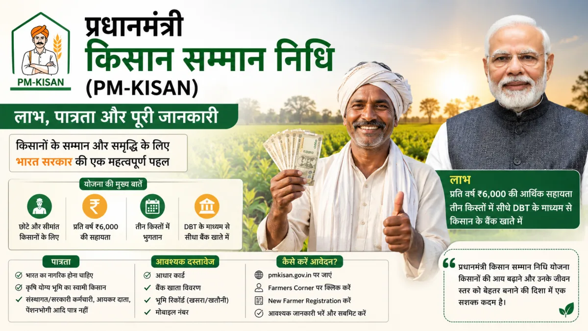 प्रधानमंत्री किसान सम्मान निधि (PM-KISAN): लाभ, पात्रता और पूरी जानकारी
